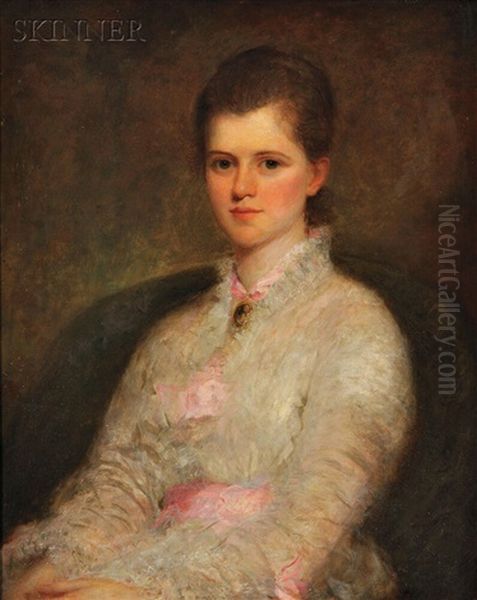 Young Woman In White And Pink Oil Painting by Rosina Emmet Sherwood