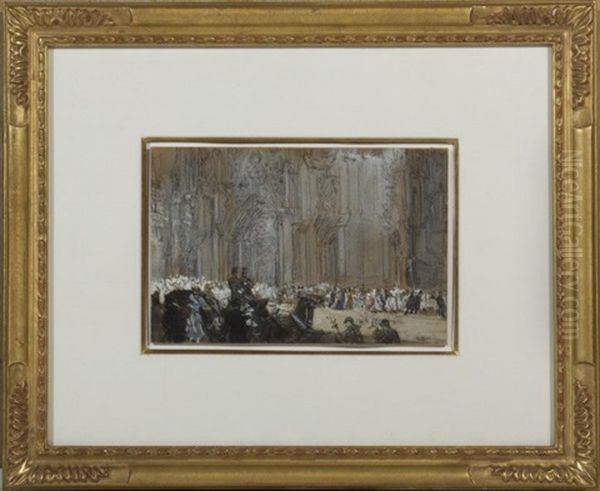 St. Patrick's Cathedral, Easter Sunday Oil Painting by Everett Shinn