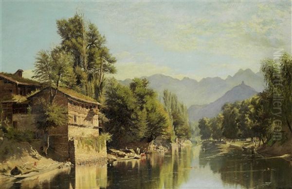 River Valleys In Kashmir (pair) Oil Painting by Frederick William John Shore