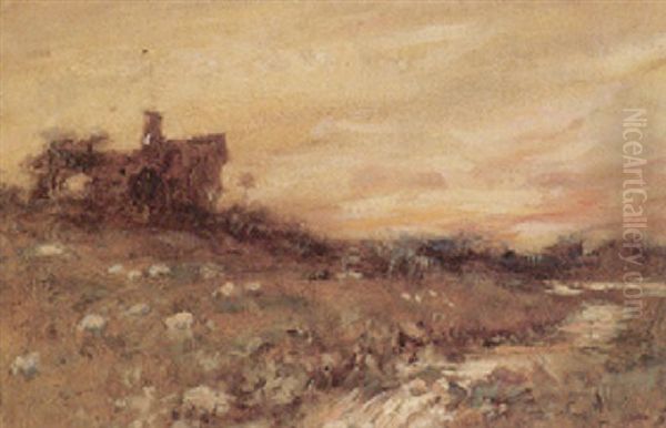 Abendliche Weidelandschaft Mit Schafen Oil Painting by Arthur Charles Shorthouse