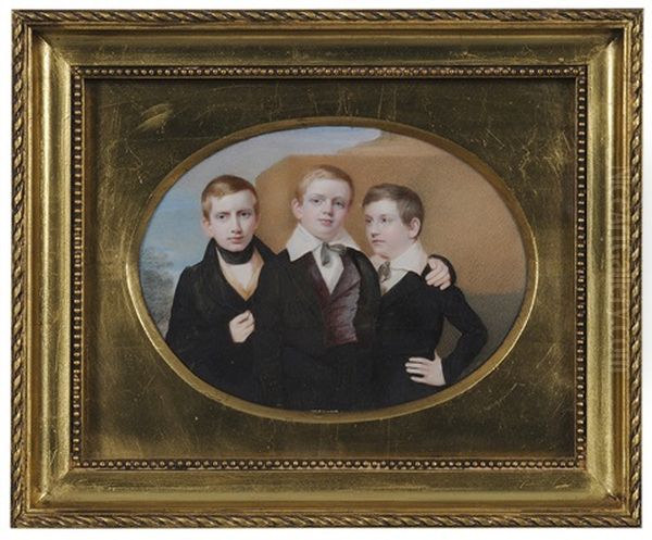 Portrait Miniature Of John E. Shepard And His Brothers Oil Painting by Henry Colton Shumway