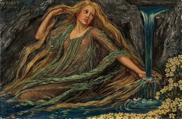 Quellnymphe Oil Painting by Alfons Siber