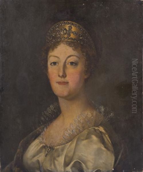 Portrait De Marie Antoinette D'autriche, 1819 Oil Painting by Louis Marie Sicard