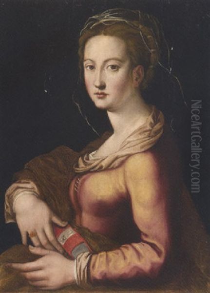 Giovane Donna Con Libro Oil Painting by Girolamo Sicciolante Da Sermoneta