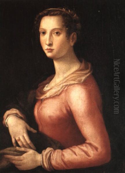 Portrait Of A Lady Oil Painting by Girolamo Sicciolante Da Sermoneta