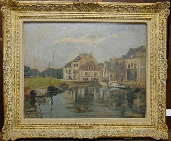 French River Scene With Buildings Oil Painting by Bernhard Sickert