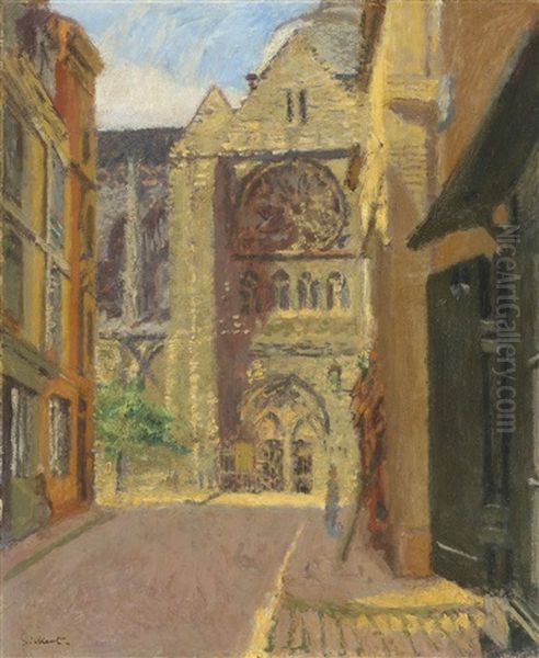 La Rue Pecquet, Dieppe Oil Painting by Walter Richard Sickert
