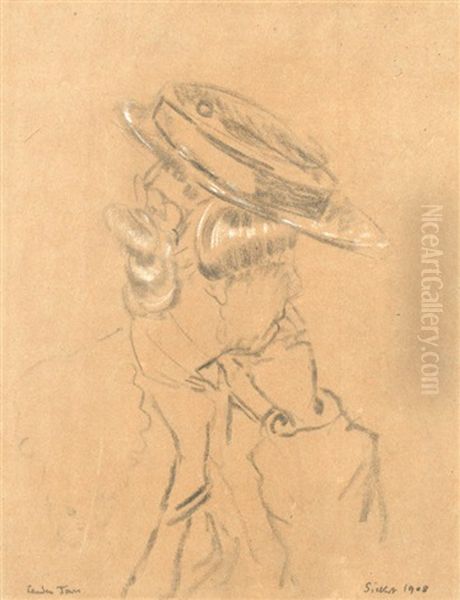 Study Of A Girl In A Straw Boater Oil Painting by Walter Richard Sickert