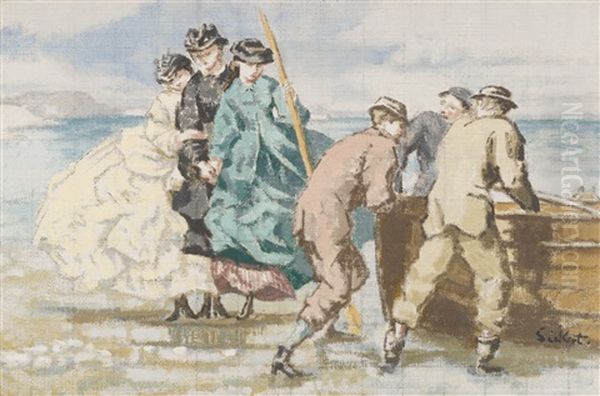 Landing From The Boat Oil Painting by Walter Richard Sickert