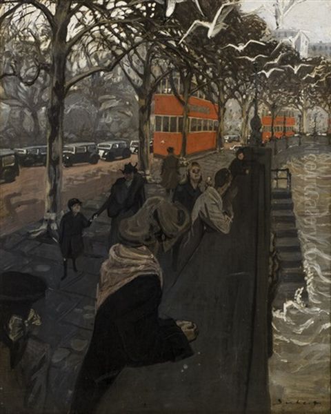 Promeneurs Sur Les Quais A Bath Oil Painting by Walter Richard Sickert
