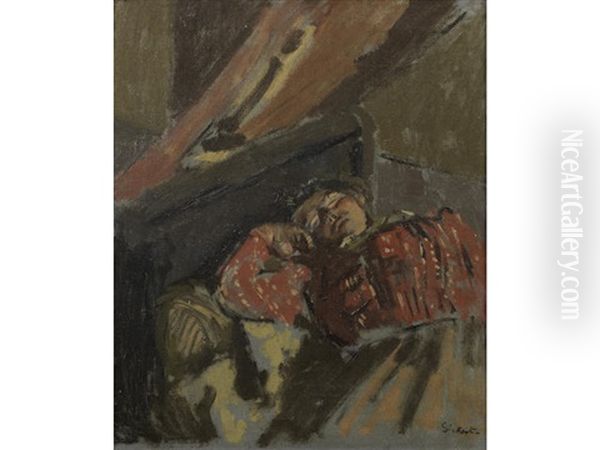 Red Patterned Blouse (or Siesta) Oil Painting by Walter Richard Sickert
