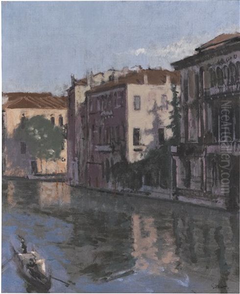 A Canal, Venice: Palazzo Montecuccoli Oil Painting by Walter Richard Sickert