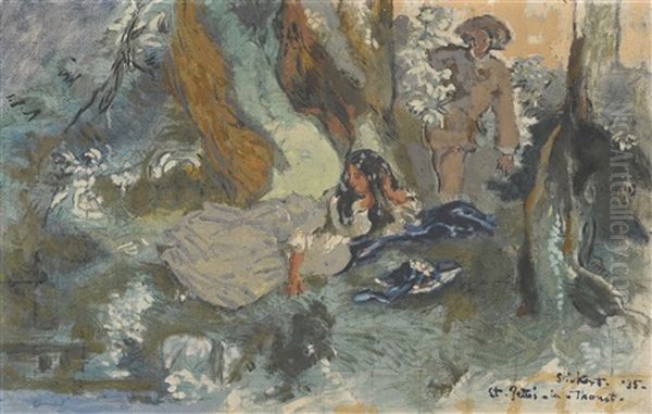 Figures In Woodland: An Echo Oil Painting by Walter Richard Sickert