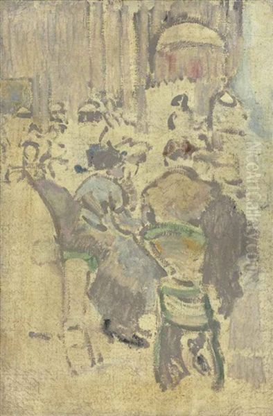 Cafe Interior, Baccarat, Dieppe Oil Painting by Walter Richard Sickert