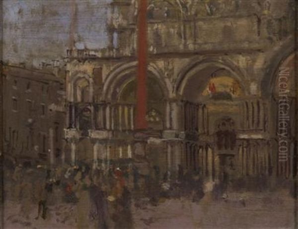 Figures In The Piazza In Front Of St. Marks, Venice Oil Painting by Walter Richard Sickert