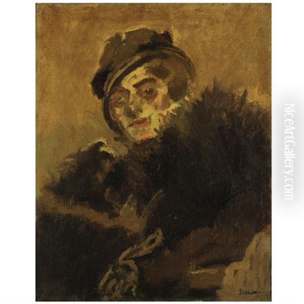 The Fur Boa: Marie Oil Painting by Walter Richard Sickert