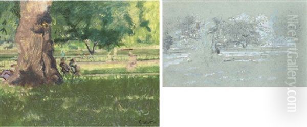 The Serpentine (+ A Study For The Same, Pencil And Wash; 2 Works) Oil Painting by Walter Richard Sickert