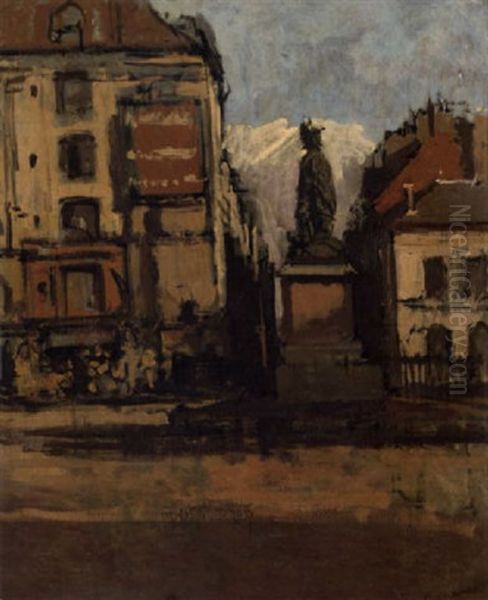 A View Of The Place Nationale In Dieppe, With The Statue Of Le Grand Duquesne Oil Painting by Walter Richard Sickert