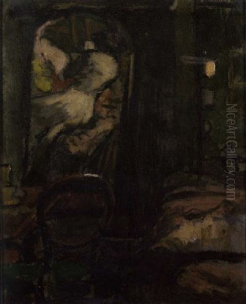 Camden Town Interior - The Looking Glass Oil Painting by Walter Richard Sickert