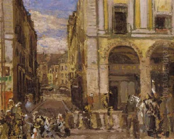 Les Arcades De La Bourse, Dieppe Oil Painting by Walter Richard Sickert