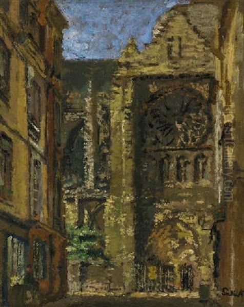 La Rue Pecquet, Towards St. Jacques, Dieppe Oil Painting by Walter Richard Sickert