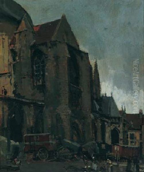 South Facade Of St. Jacques, Dieppe Oil Painting by Walter Richard Sickert