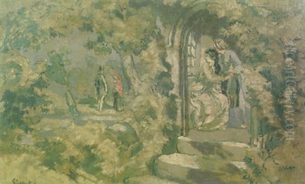 Figures In A Garden Oil Painting by Walter Richard Sickert