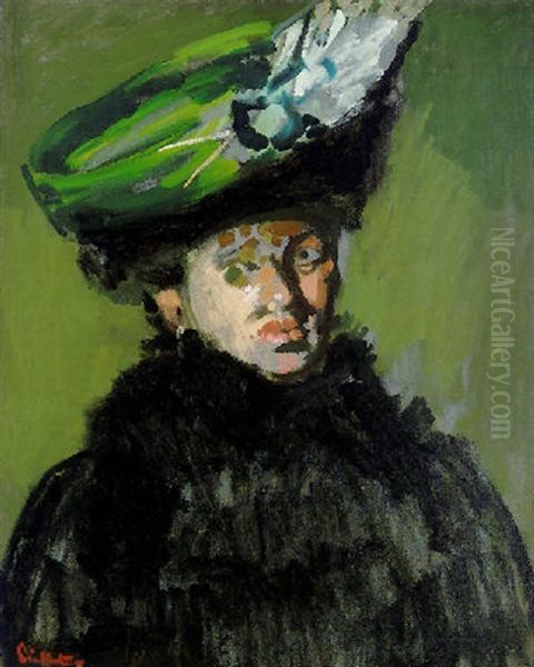 The Green Hat Oil Painting by Walter Richard Sickert