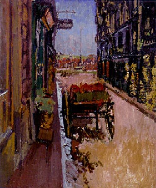 Rue St. Jean, Dieppe: The Handcart (or The Basket Shop) Oil Painting by Walter Richard Sickert