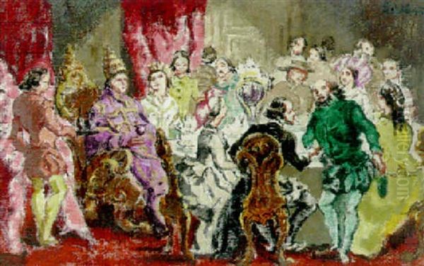Figures In Fancy Dress At A Banquet Oil Painting by Walter Richard Sickert