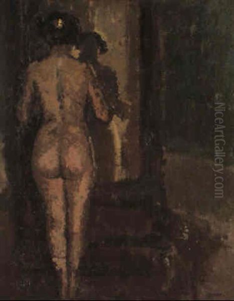 Nude At A Mirror Oil Painting by Walter Richard Sickert