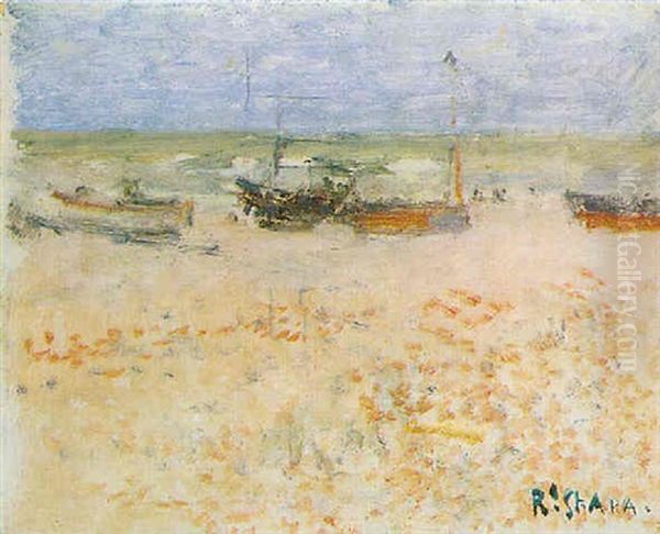 Fishing Boats Beached At Dieppe Oil Painting by Walter Richard Sickert