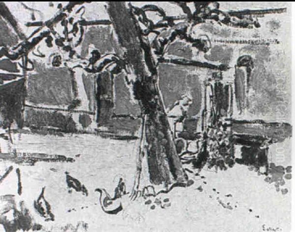 Farmyard Oil Painting by Walter Richard Sickert