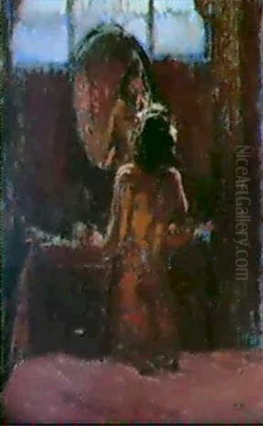 Nude Before A Mirror, Mornington Crescent Oil Painting by Walter Richard Sickert