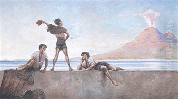 Utsikt Over Vesuvius Oil Painting by Herbert Sidney
