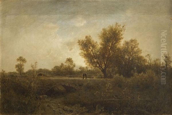 Landscape With Staffage Oil Painting by Zygmunt Sidorowicz