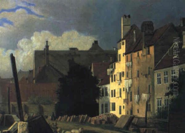 Parti Fra Marmorpladsen I Kobenhavn 1839 Oil Painting by Frederik Hansen Sidring