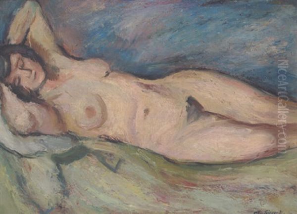 Liggende Kvidemodel Oil Painting by Otto Sievert