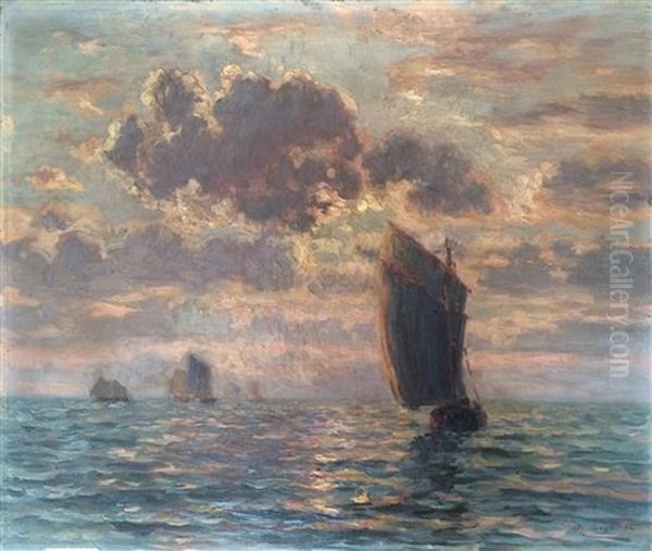 Sailing Boats Oil Painting by Charles Louis Eugene Signoret