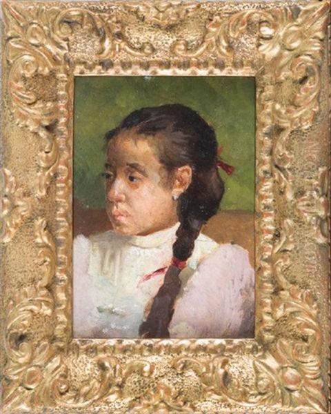 Ritratto Di Bambina Oil Painting by Telemaco Signorini