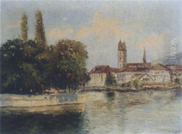 Stadt Am Wasser Oil Painting by Rolf Sigurd