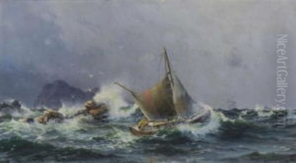 Fischer In Sturmischer See Oil Painting by Herman Gustav af Sillen