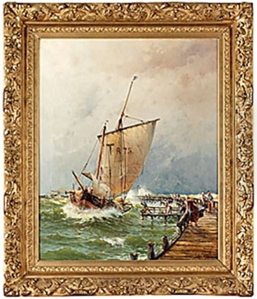 Franskt Fiskefartyg I Hart Vader Oil Painting by Herman Gustav af Sillen