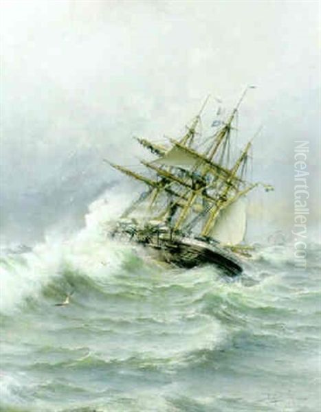 I Kamp Mot Elementen Oil Painting by Herman Gustav af Sillen