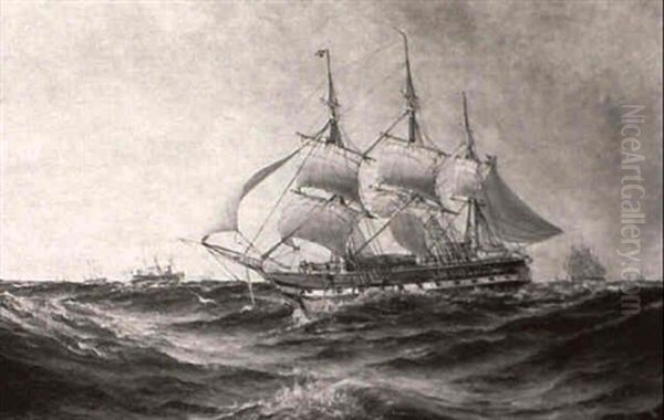 Clipper Ship Oil Painting by Herman Gustav af Sillen