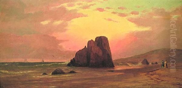 Twilight On The Shore Oil Painting by Francis Augustus Silva