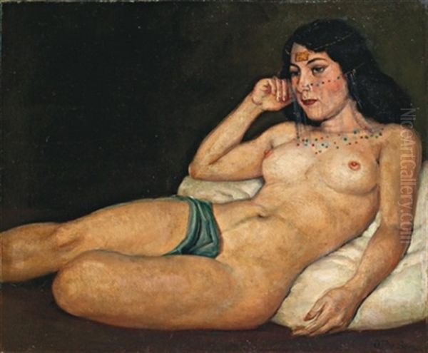 Odalisque Alanguie Oil Painting by Oscar Pereira Da Silva