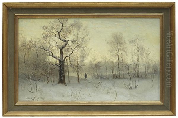 Vandrare I Vinterlandskap Oil Painting by Jacob Silven