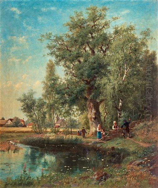 Summer Landscape With Church Oil Painting by Jacob Silven