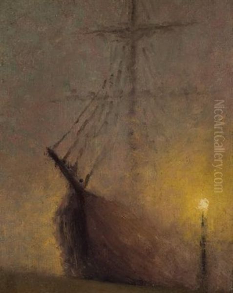 Shoreside Fog And Head Of A Breton Woman: A Double-sided Work Oil Painting by Edward Emerson Simmons